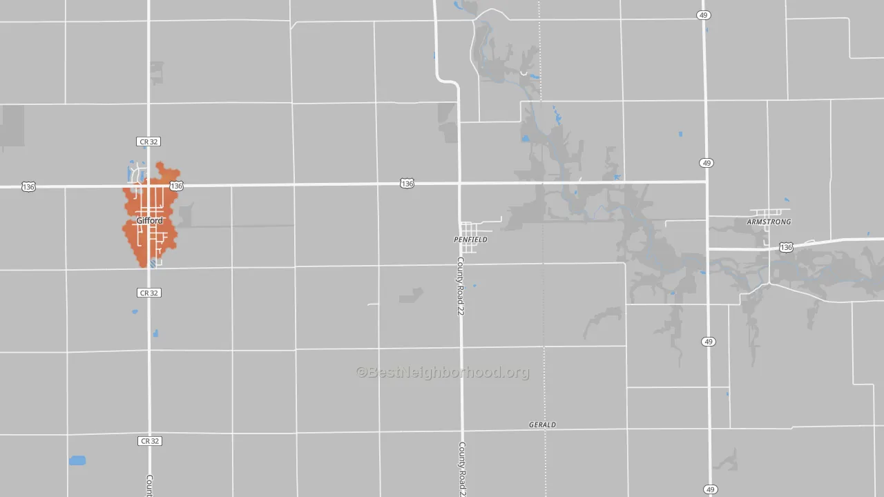 Bike Grade map of 61862, IL