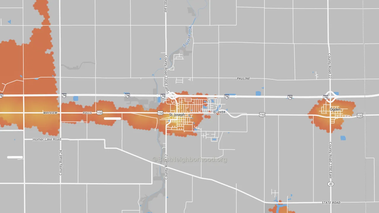 Bike Grade map of 61873, IL