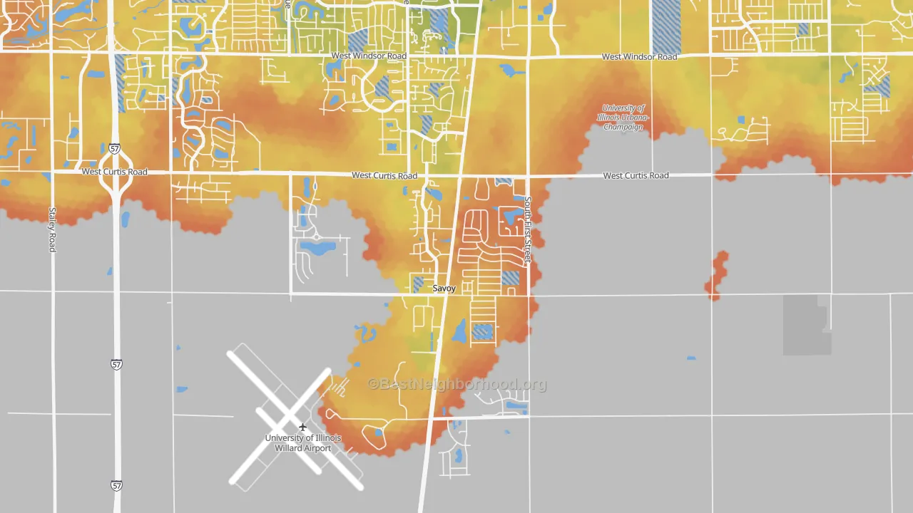 Bike Grade map of 61874, IL