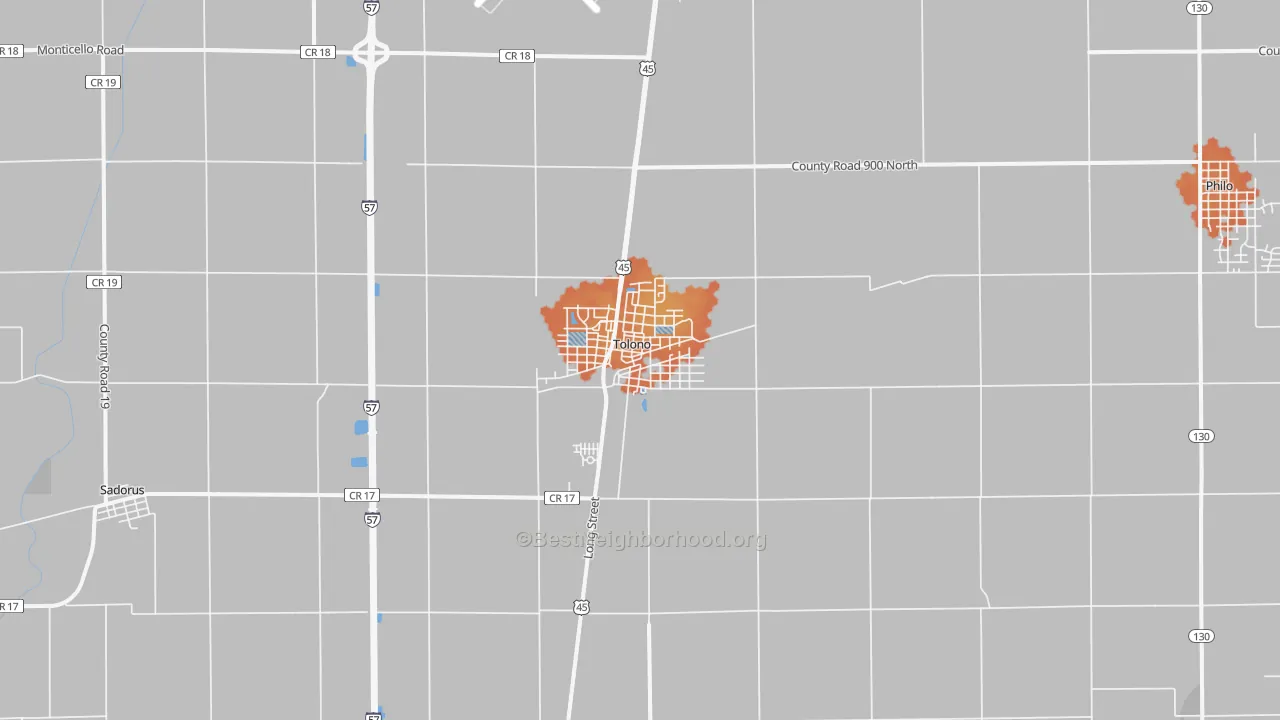 Bike Grade map of 61880, IL