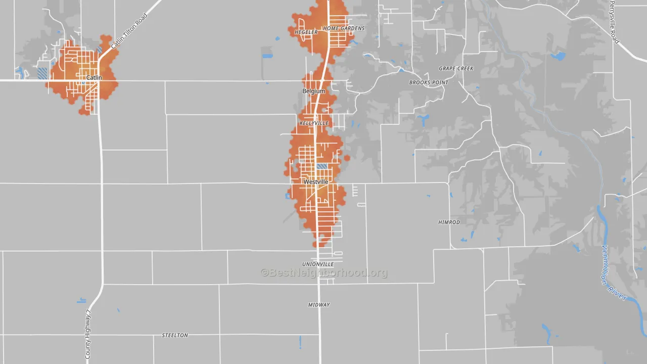 Bike Grade map of 61883, IL
