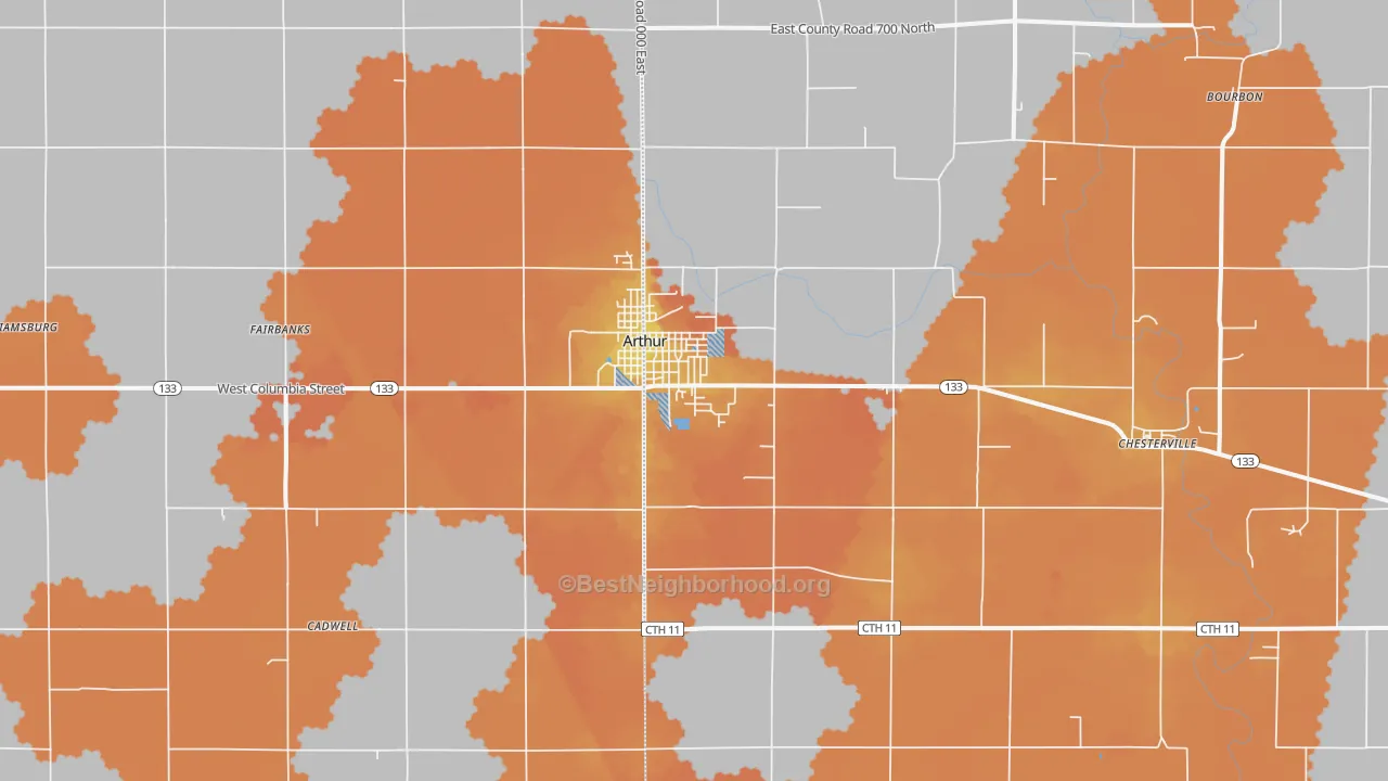 Bike Grade map of 61911, IL