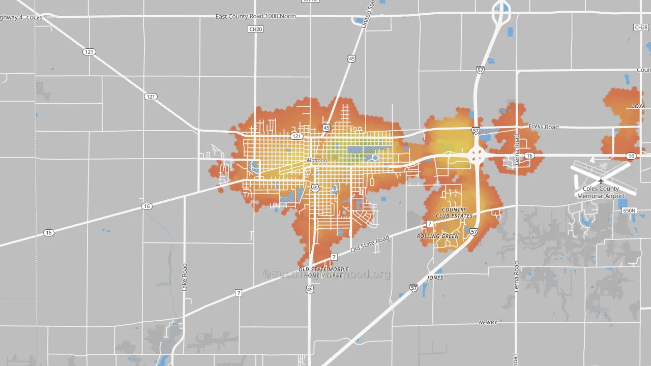 Bike Grade map of 61938, IL