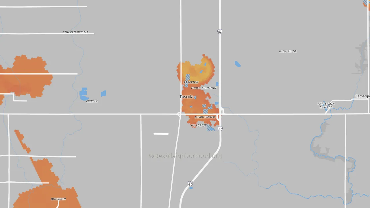 Bike Grade map of 61953, IL