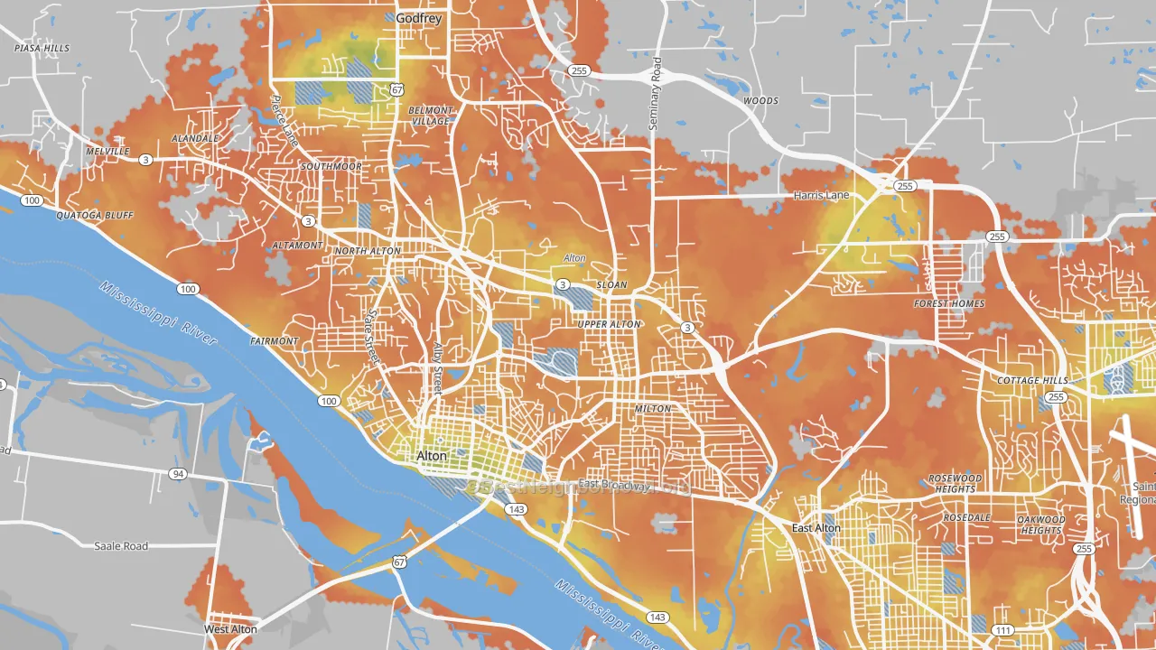 Bike Grade map of 62002, IL