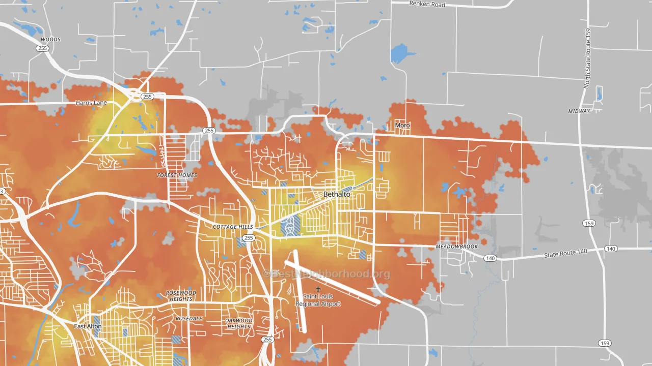 Bike Grade map of 62010, IL