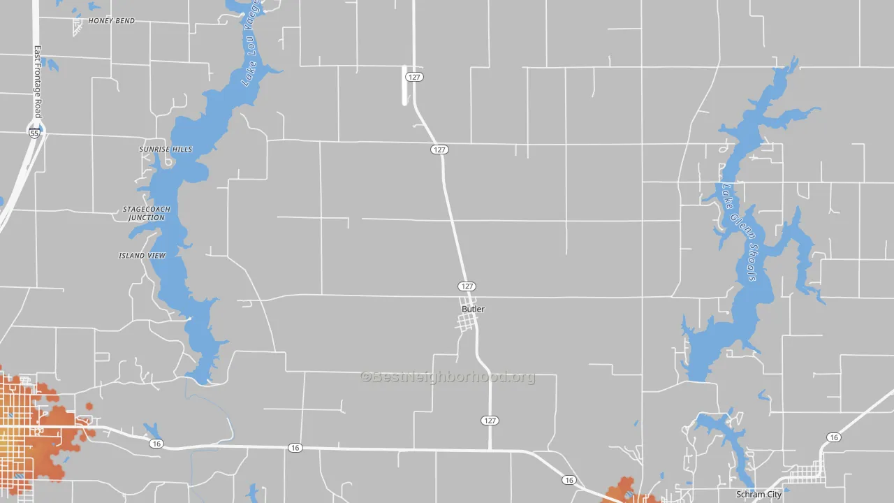 Bike Grade map of 62015, IL