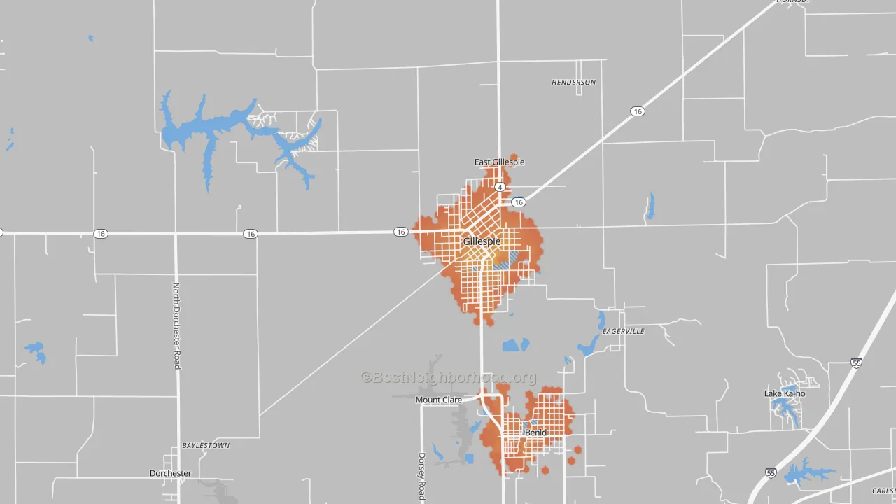 Bike Grade map of 62033, IL