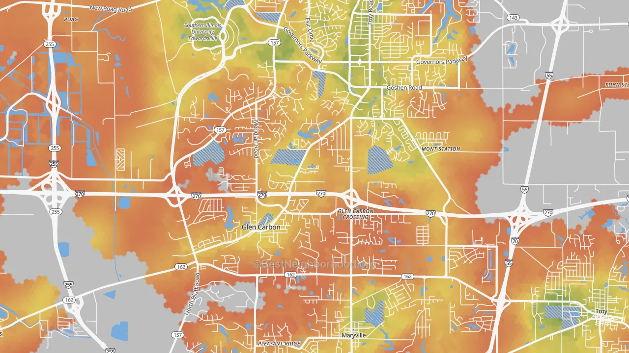 Bike Grade map of 62034, IL
