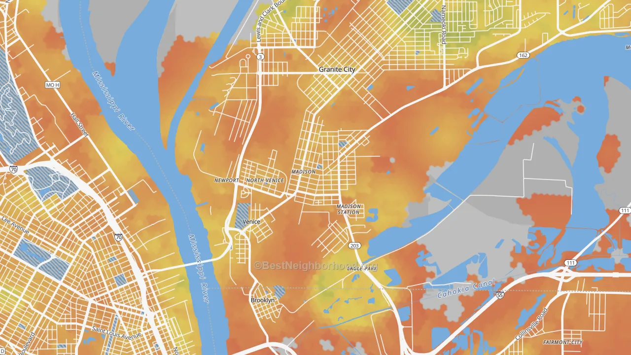 Bike Grade map of 62060, IL