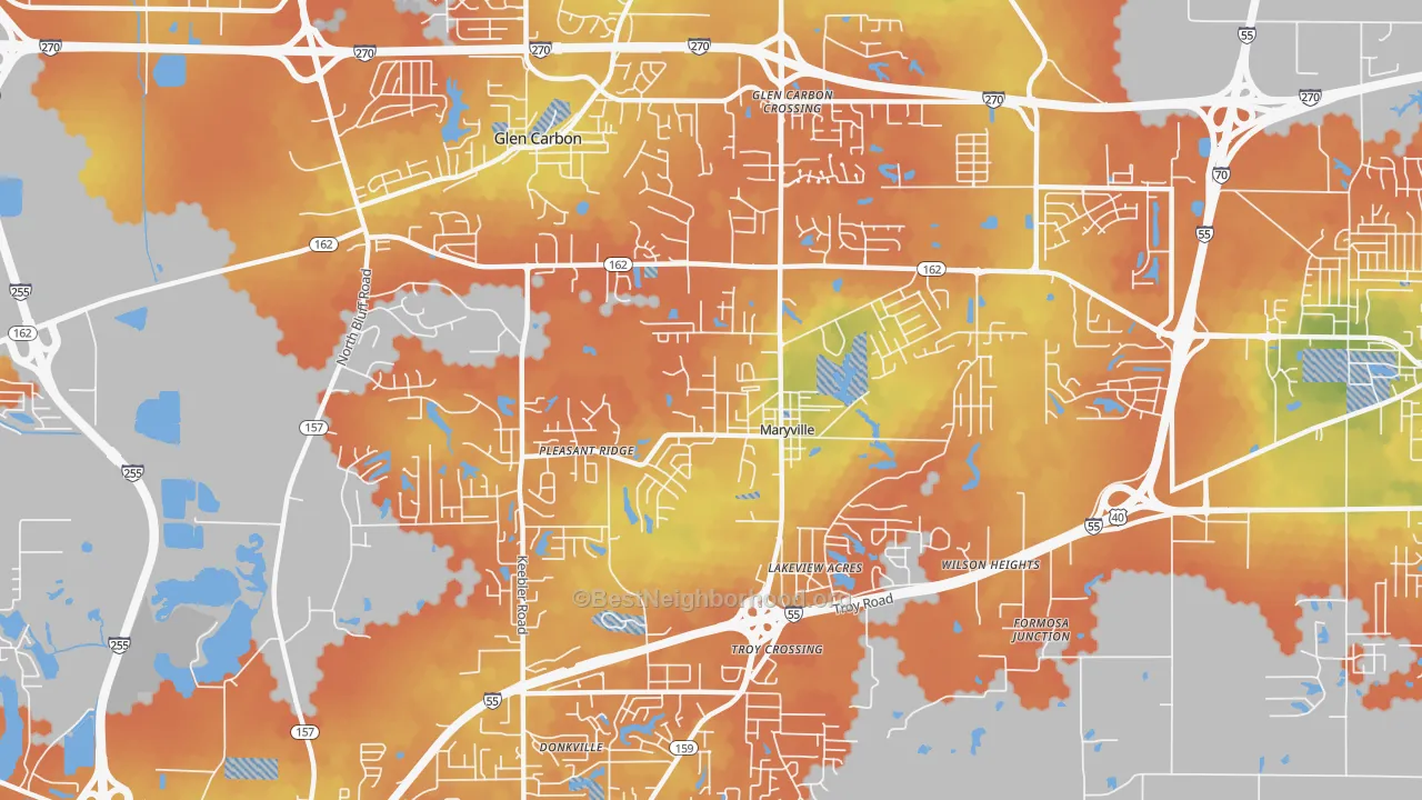 Bike Grade map of 62062, IL