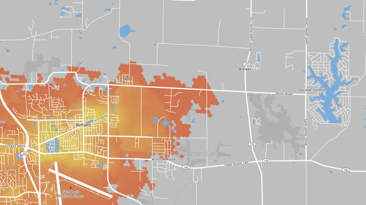 Bike Grade map of 62067, IL