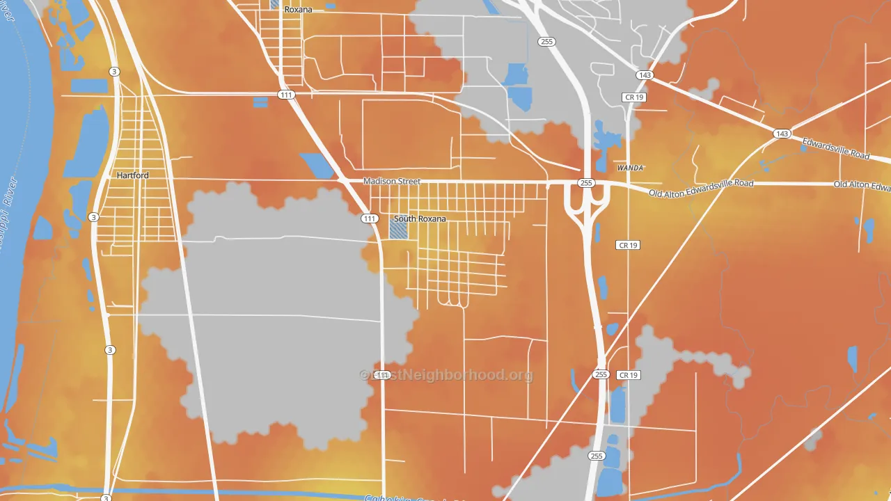 Bike Grade map of 62087, IL