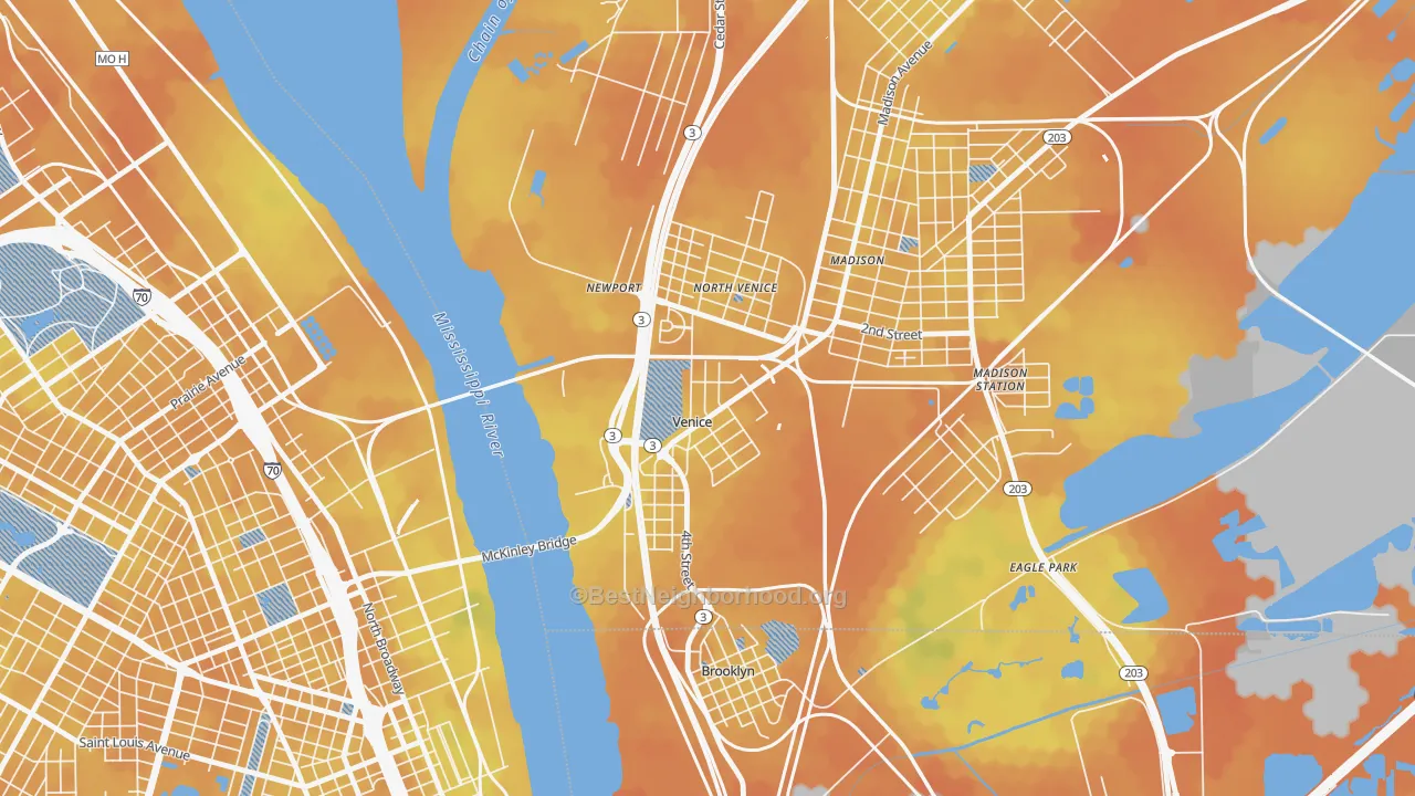 Bike Grade map of 62090, IL