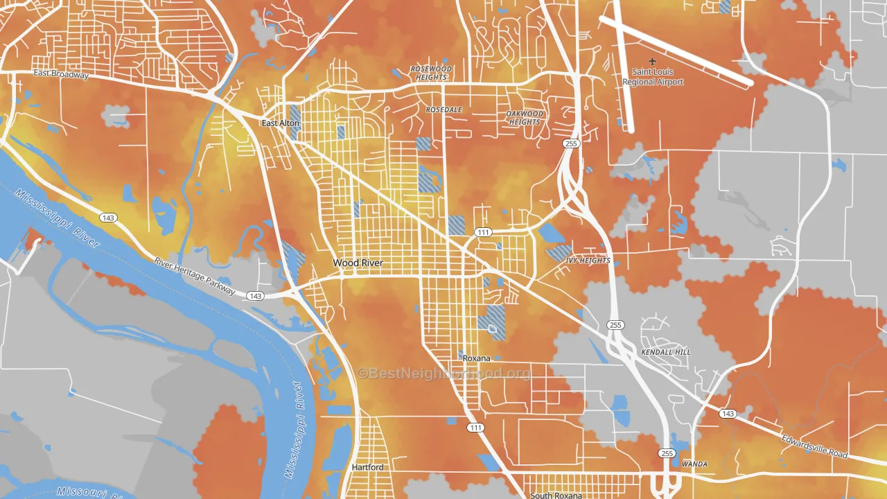 Bike Grade map of 62095, IL