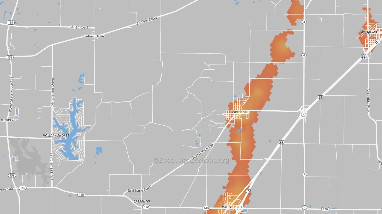 Bike Grade map of 62097, IL