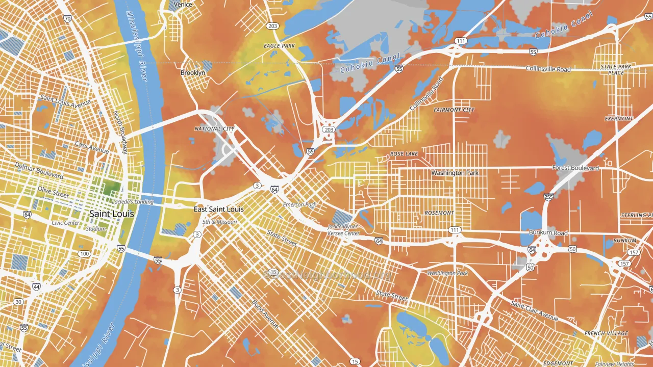 Bike Grade map of 62201, IL