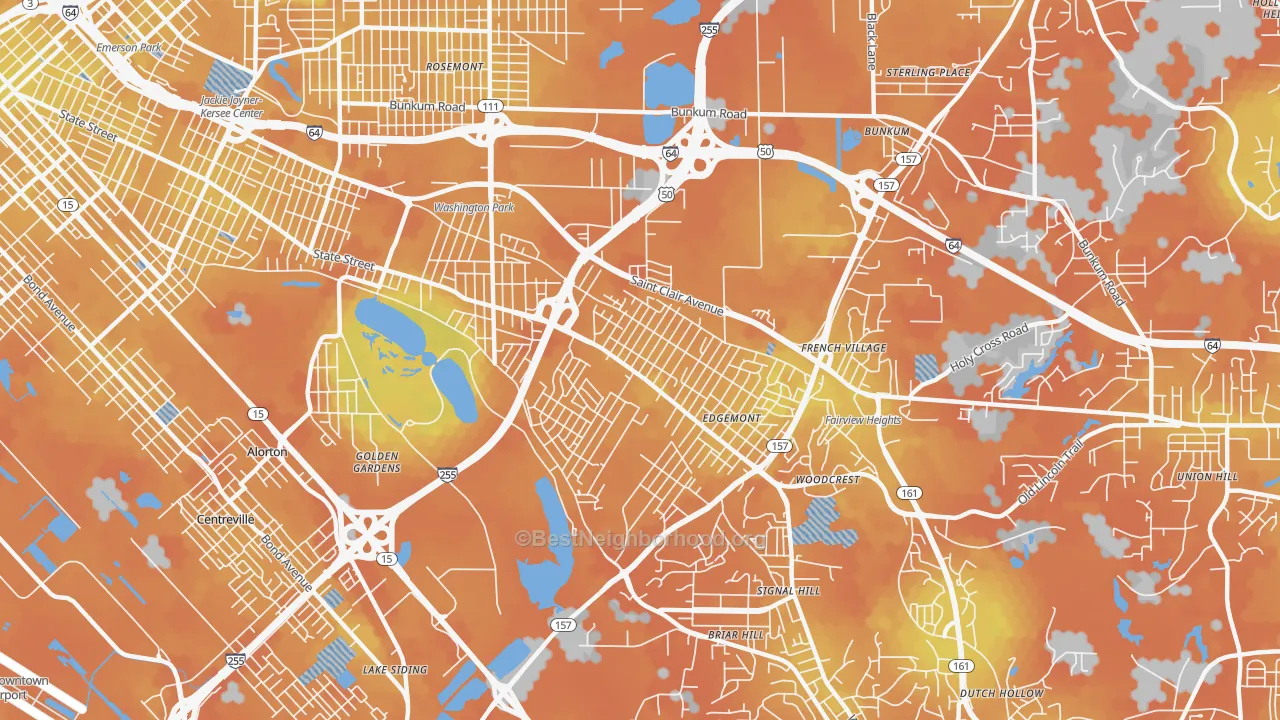 Bike Grade map of 62203, IL