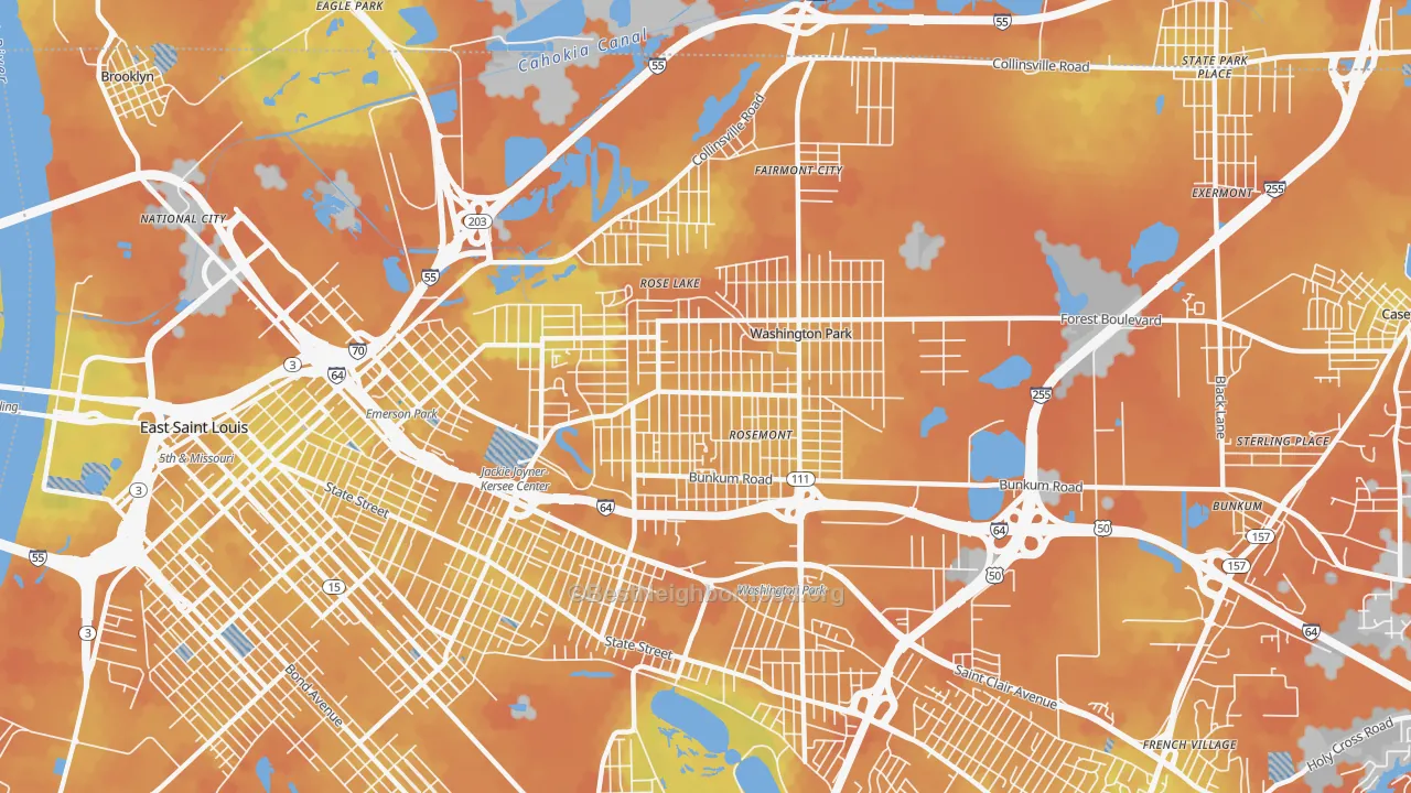 Bike Grade map of 62204, IL