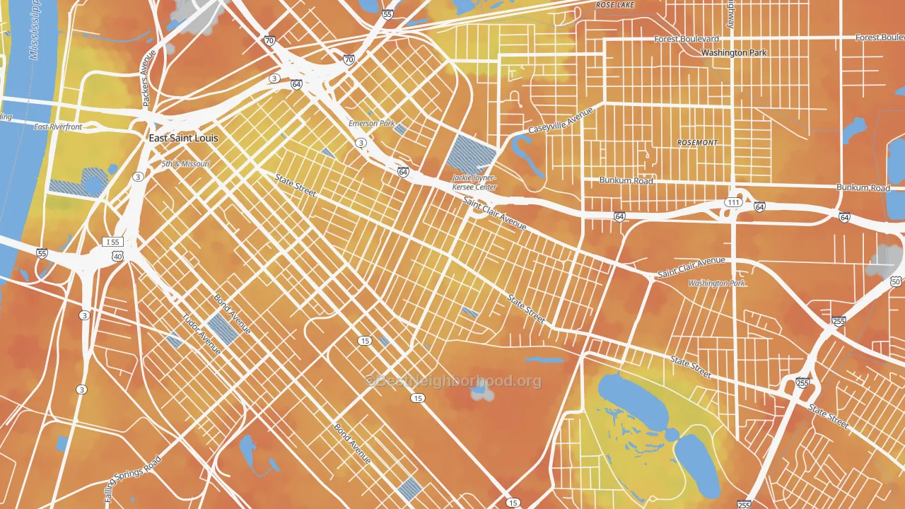 Bike Grade map of 62205, IL