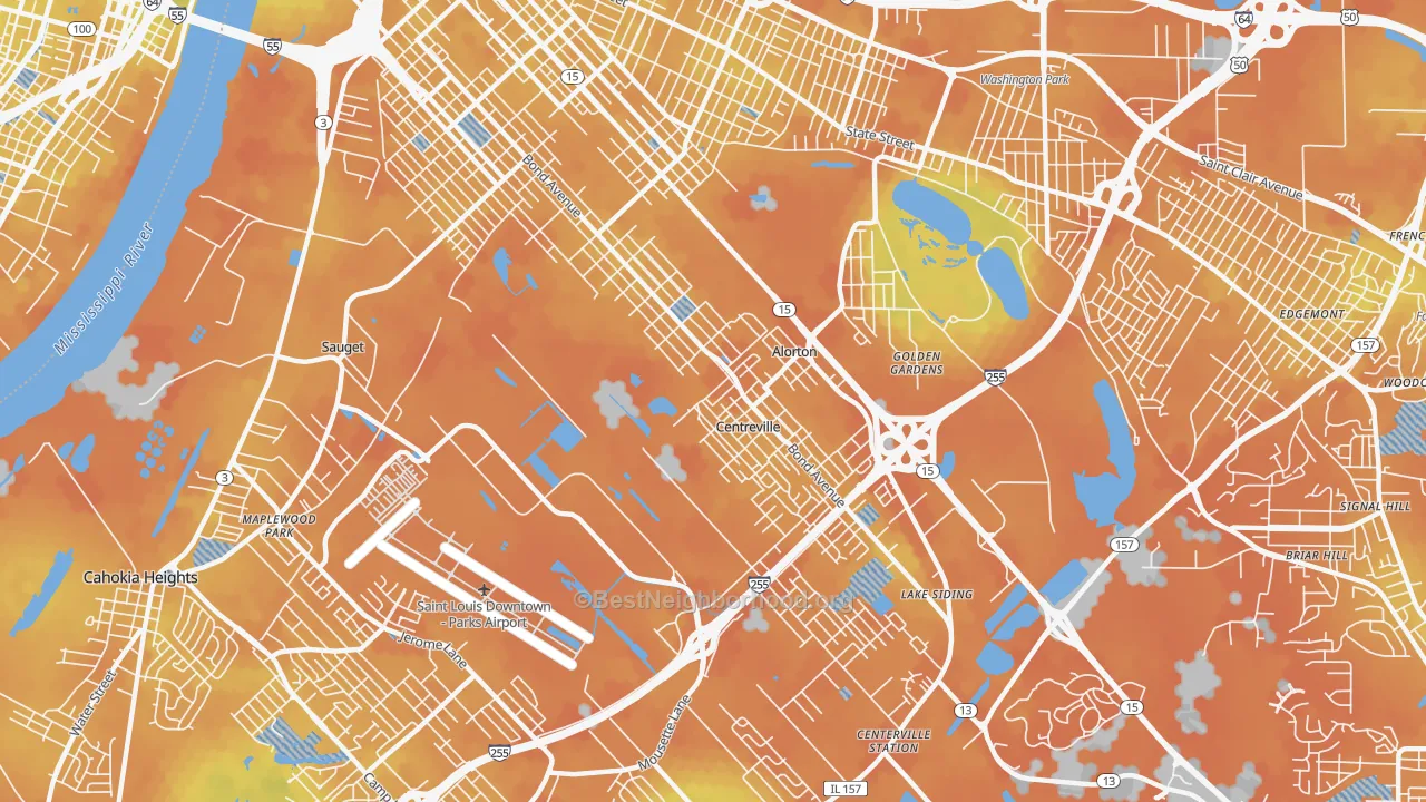 Bike Grade map of 62207, IL