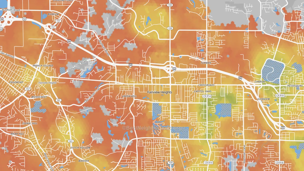 Bike Grade map of 62208, IL