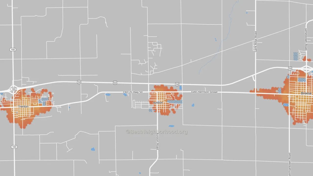 Bike Grade map of 62216, IL