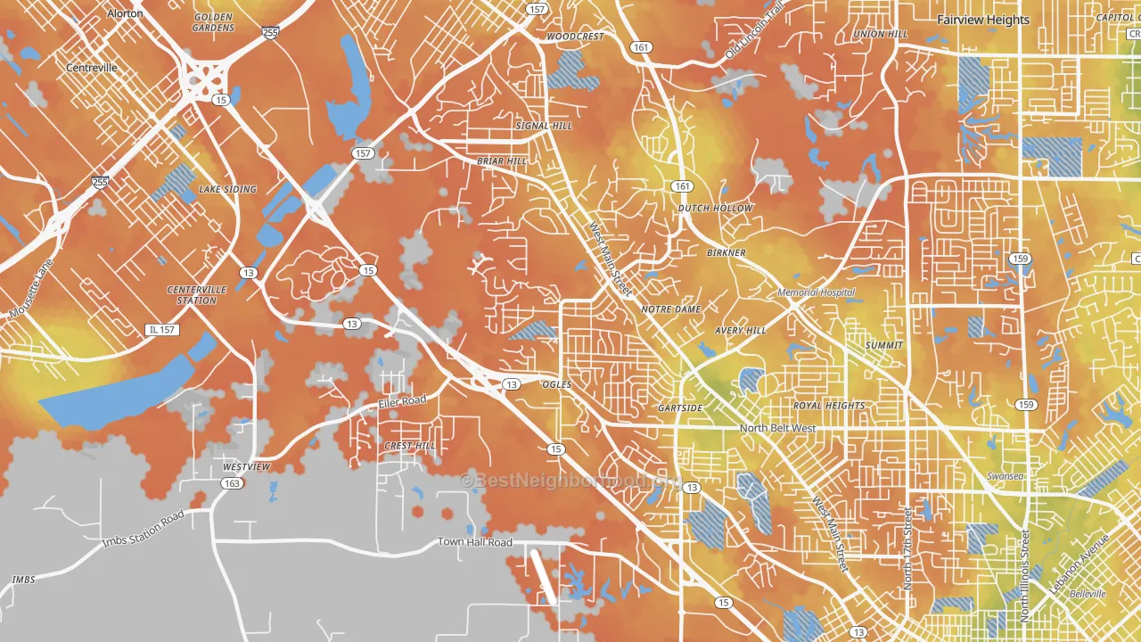 Bike Grade map of 62223, IL