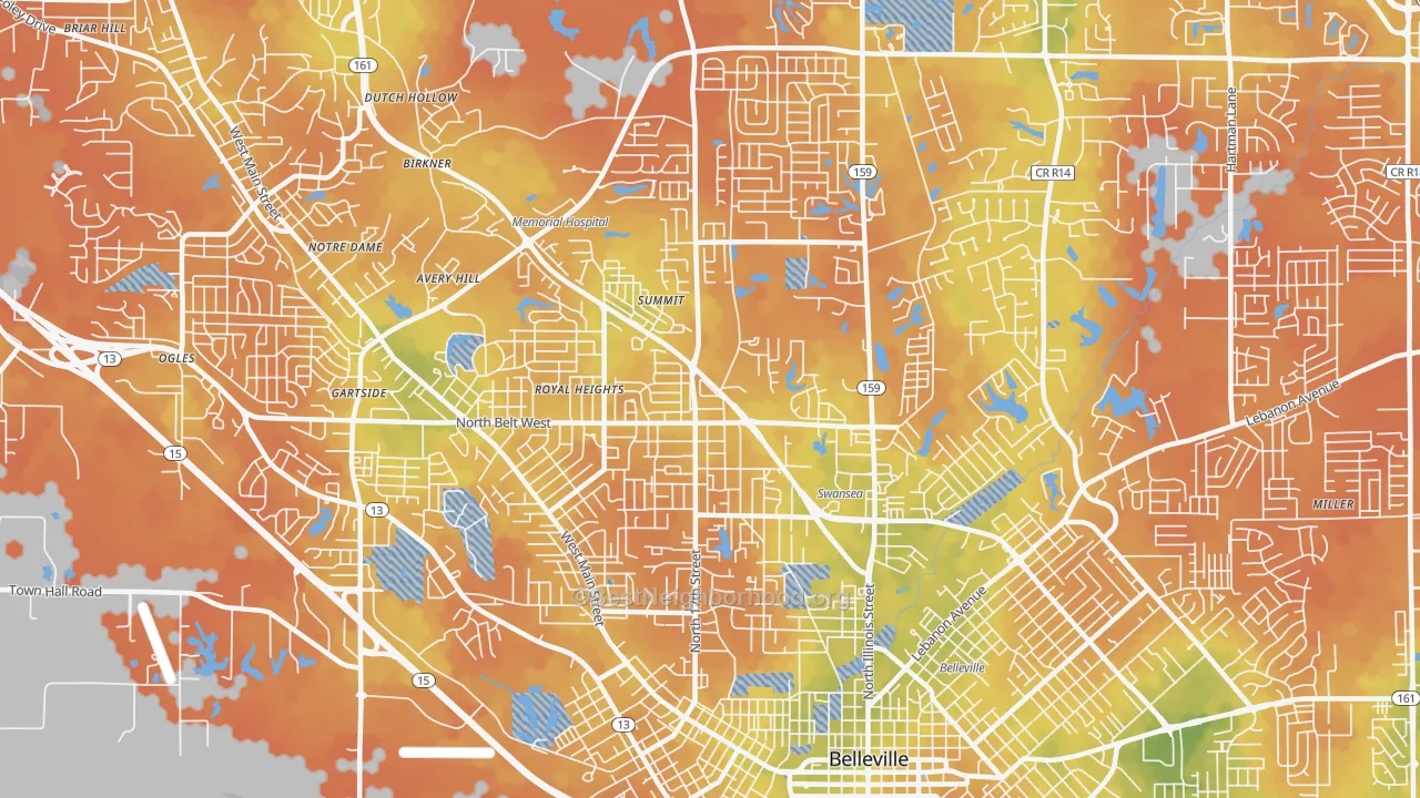 Bike Grade map of 62226, IL