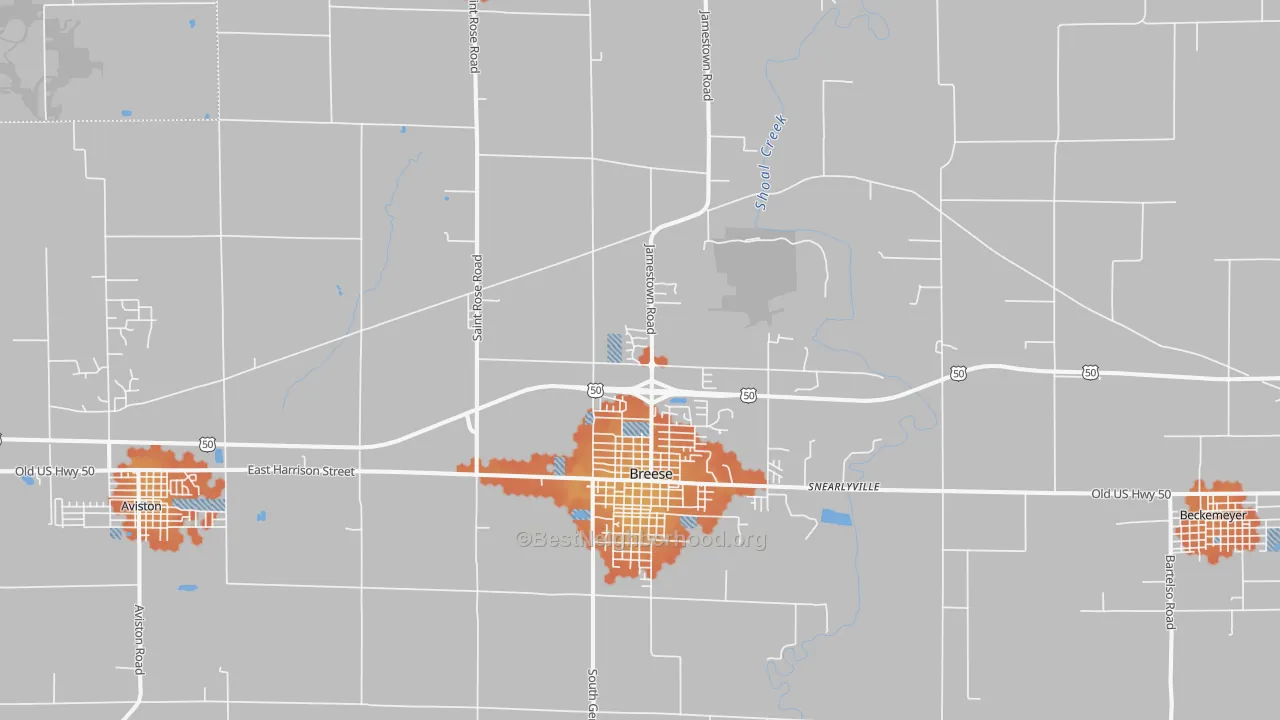Bike Grade map of 62230, IL