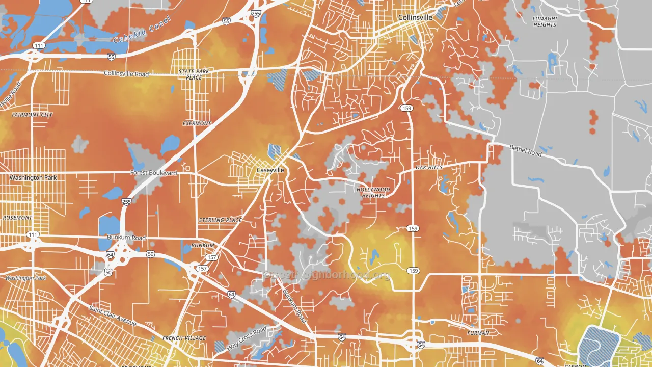 Bike Grade map of 62232, IL
