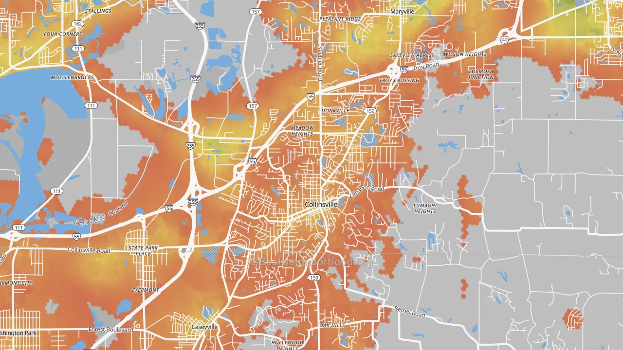 Bike Grade map of 62234, IL