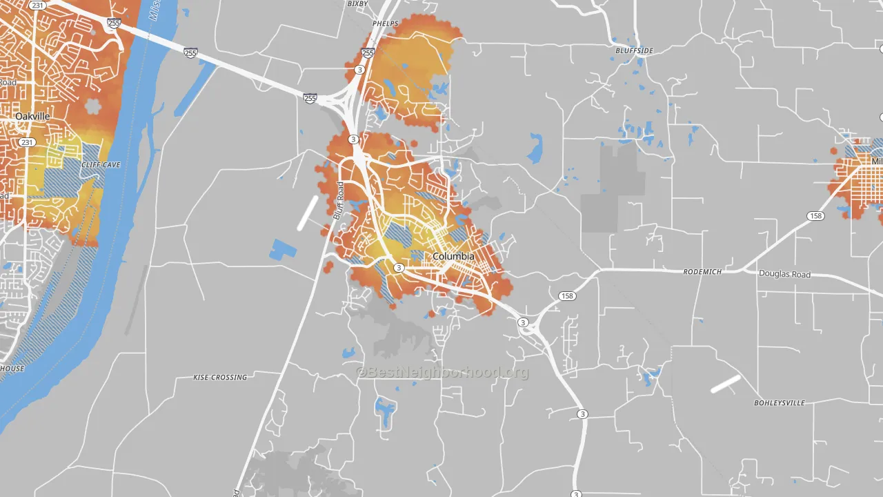 Bike Grade map of 62236, IL