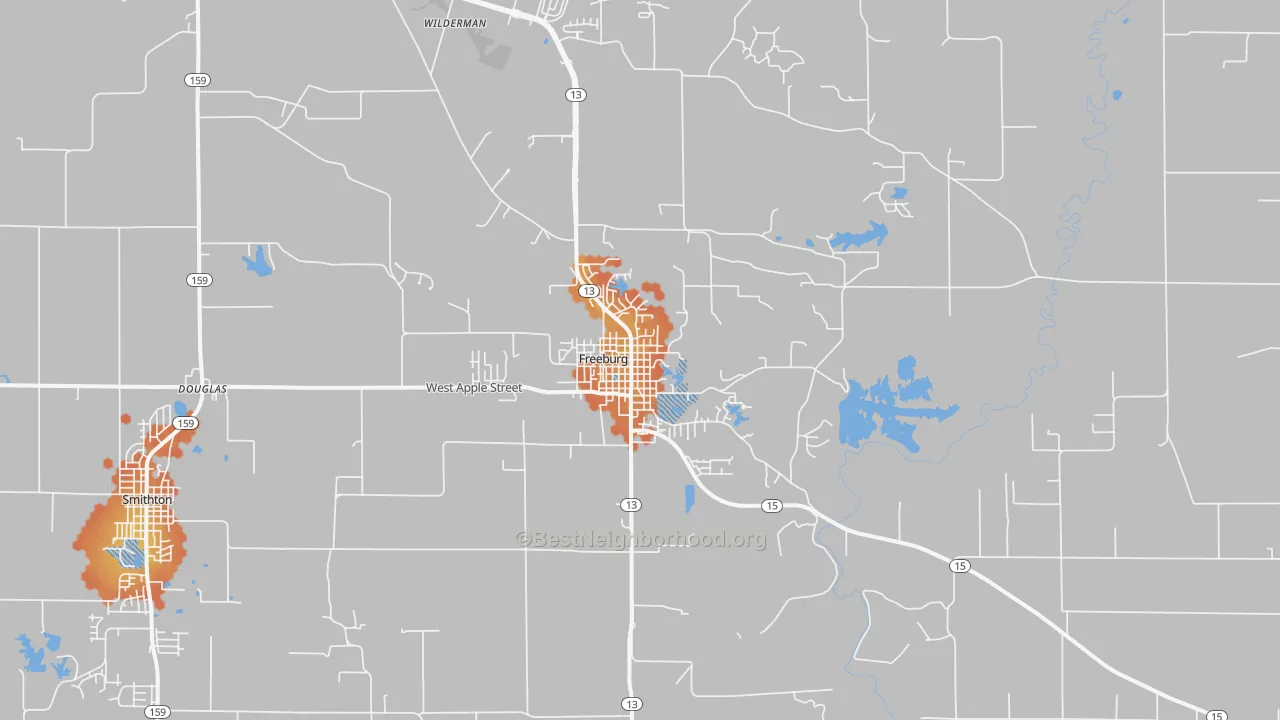 Bike Grade map of 62243, IL