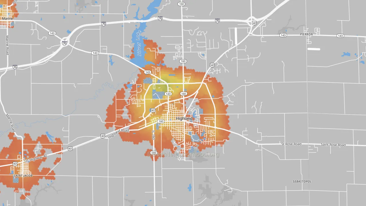 Bike Grade map of 62249, IL
