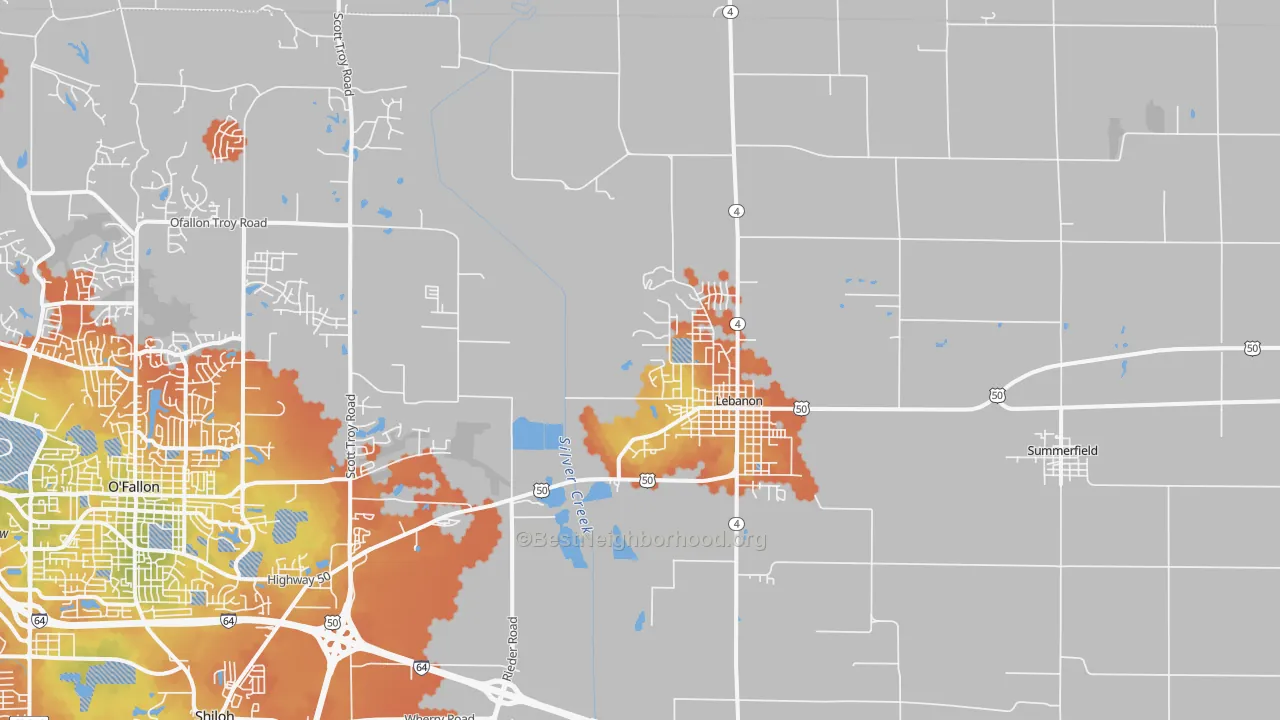 Bike Grade map of 62254, IL