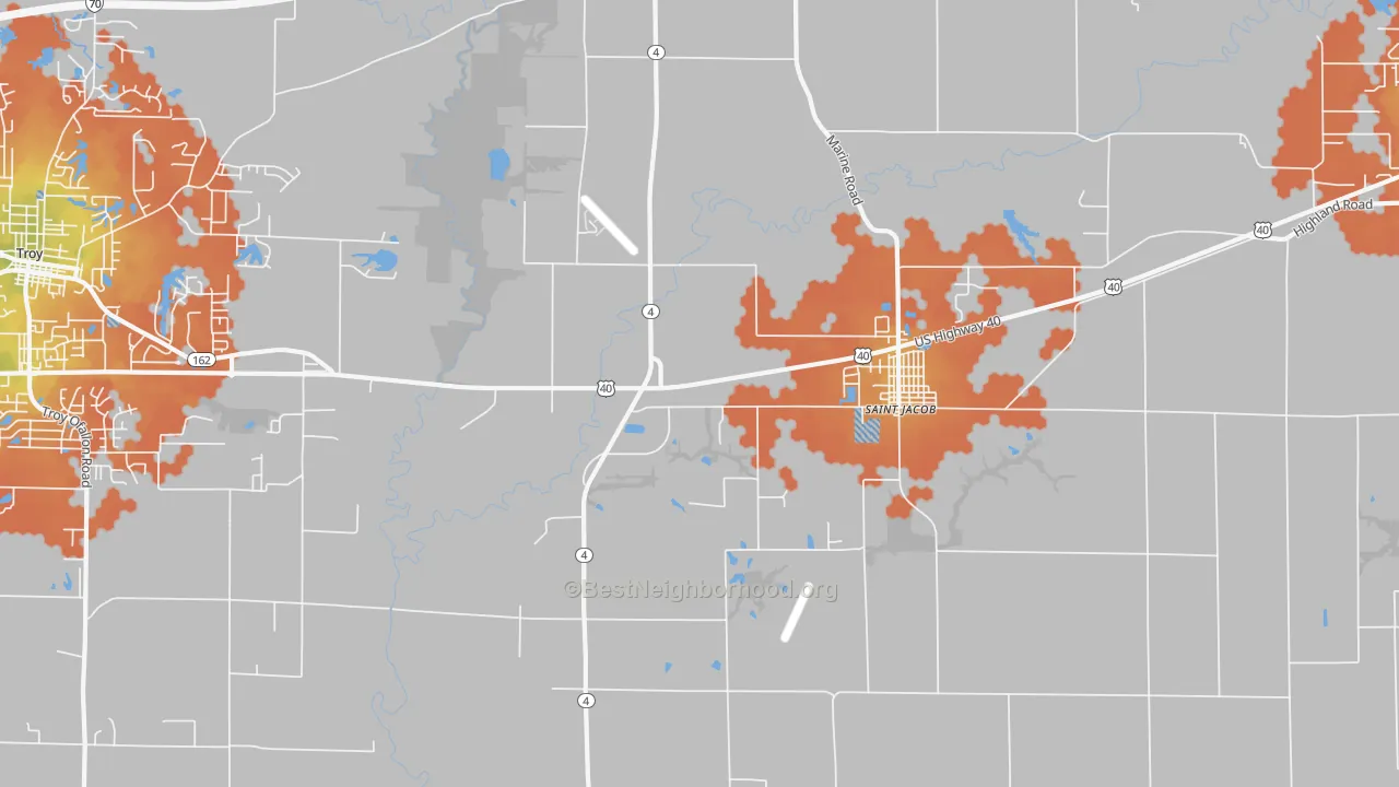 Bike Grade map of 62281, IL