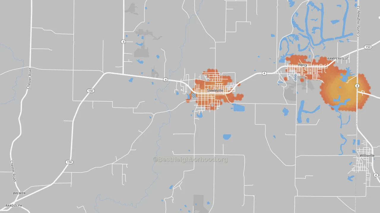 Bike Grade map of 62288, IL
