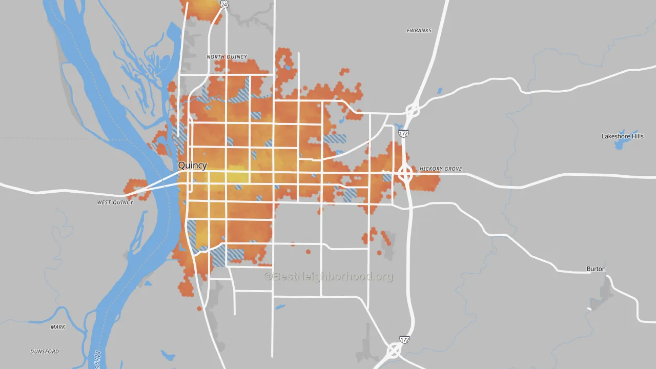 Bike Grade map of 62305, IL