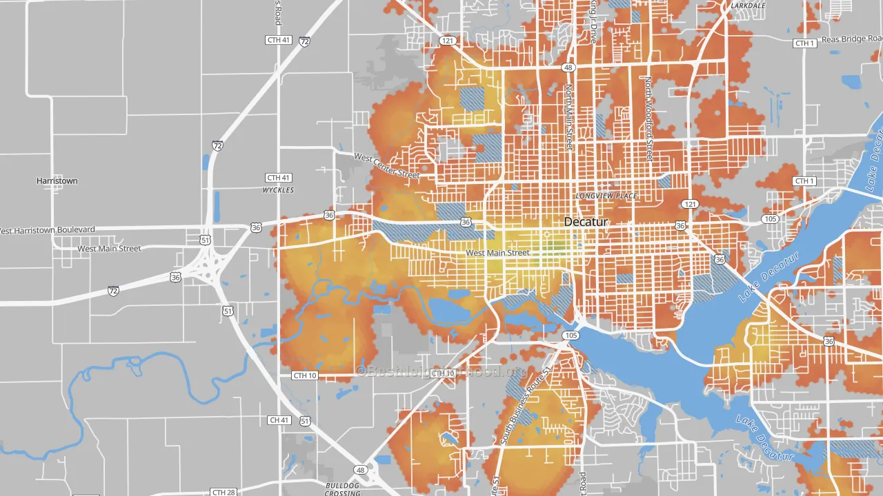 Bike Grade map of 62522, IL