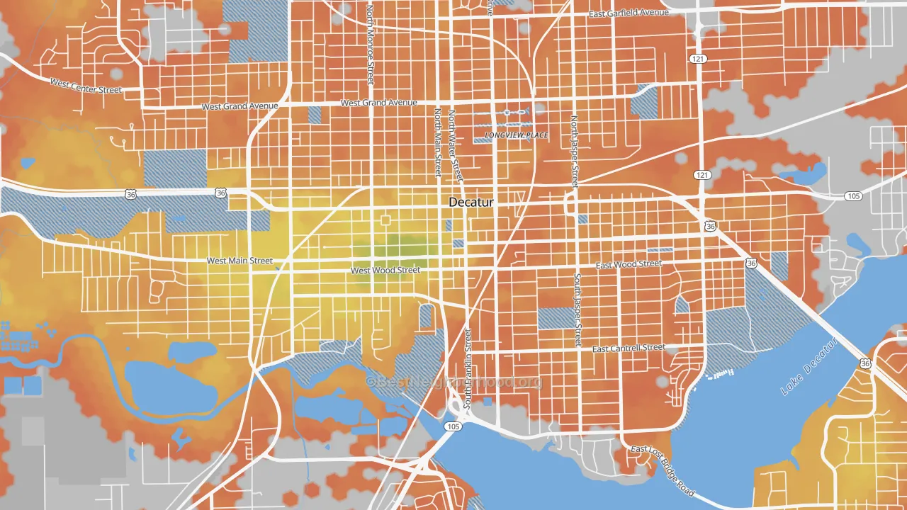 Bike Grade map of 62523, IL