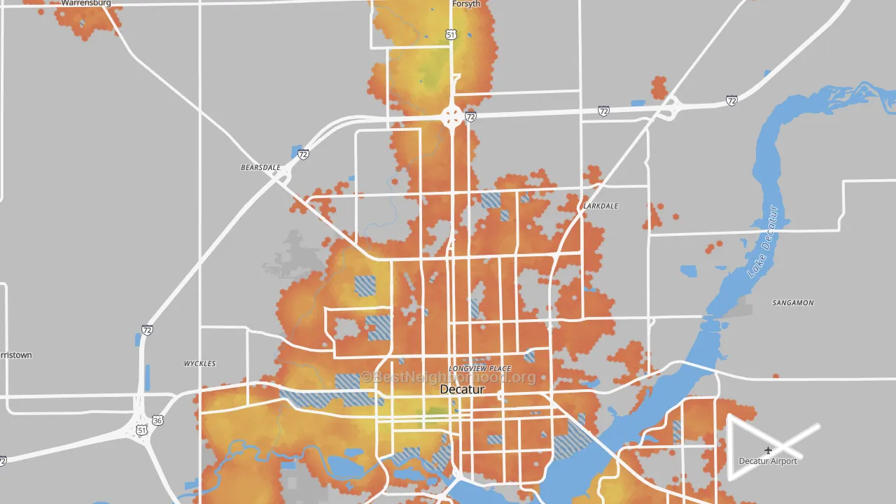 Bike Grade map of 62526, IL