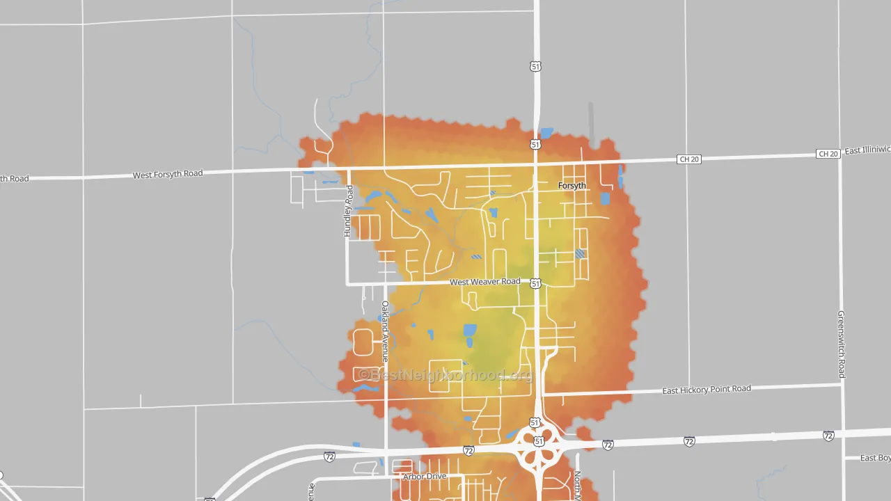 Bike Grade map of 62535, IL