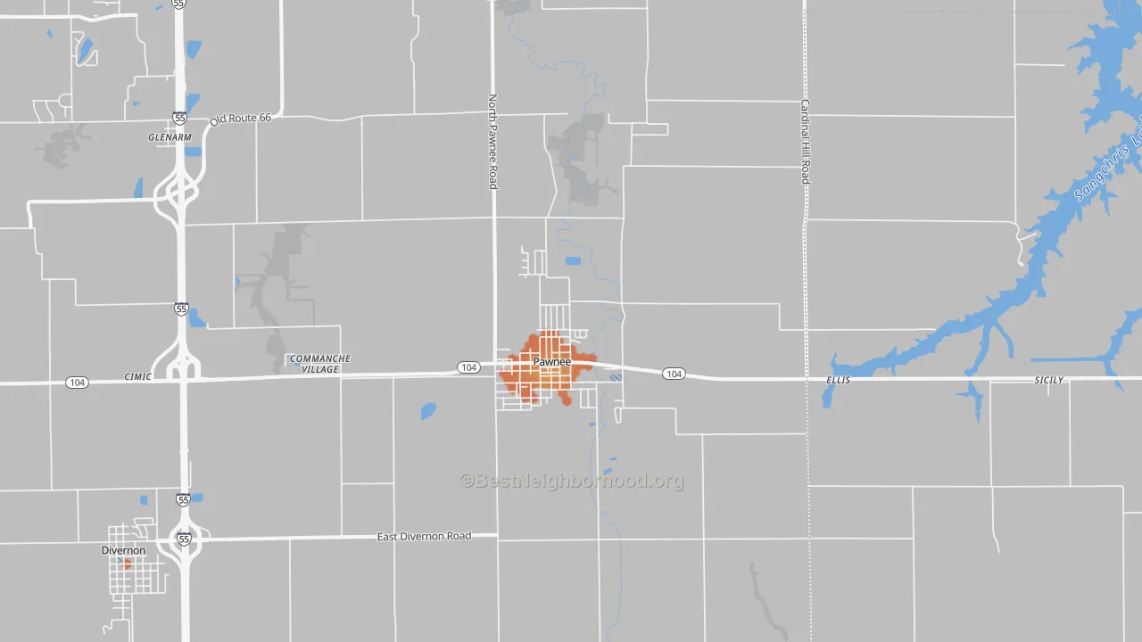 Bike Grade map of 62558, IL