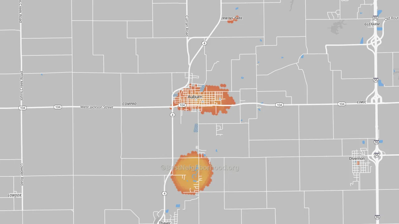 Bike Grade map of 62615, IL