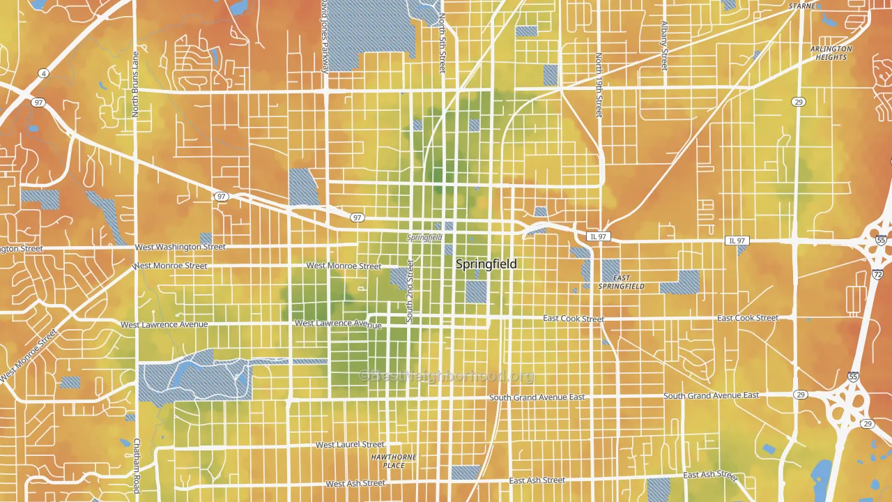 Bike Grade map of 62701, IL