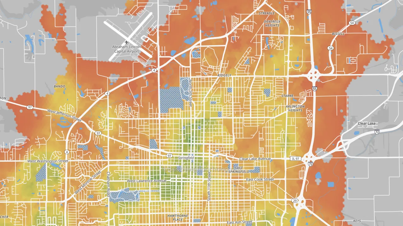 Bike Grade map of 62702, IL