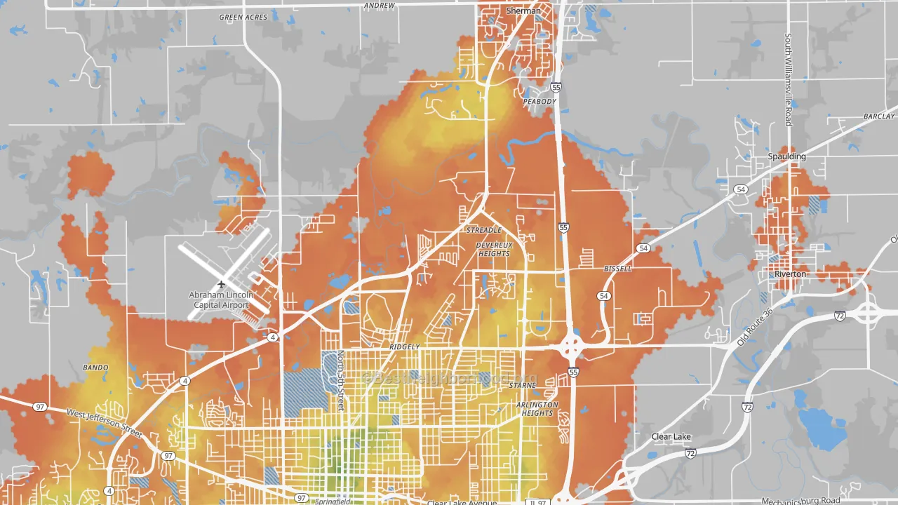 Bike Grade map of 62707, IL