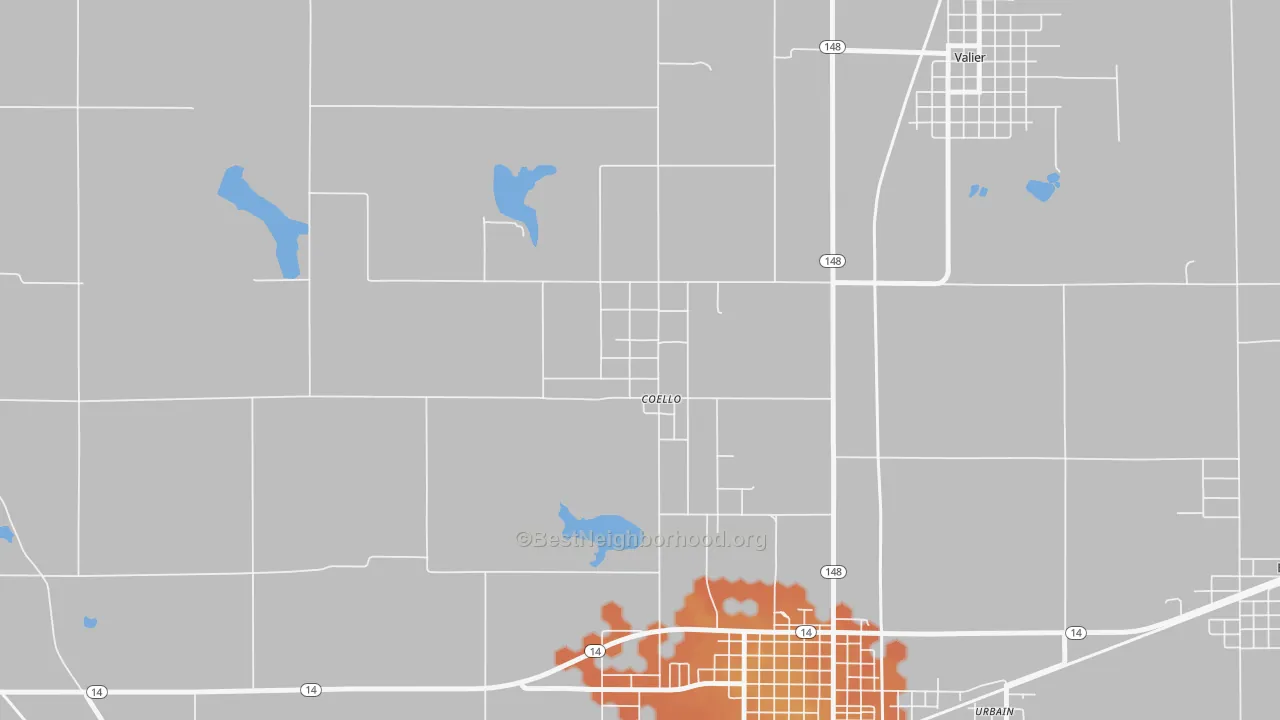 Bike Grade map of 62825, IL