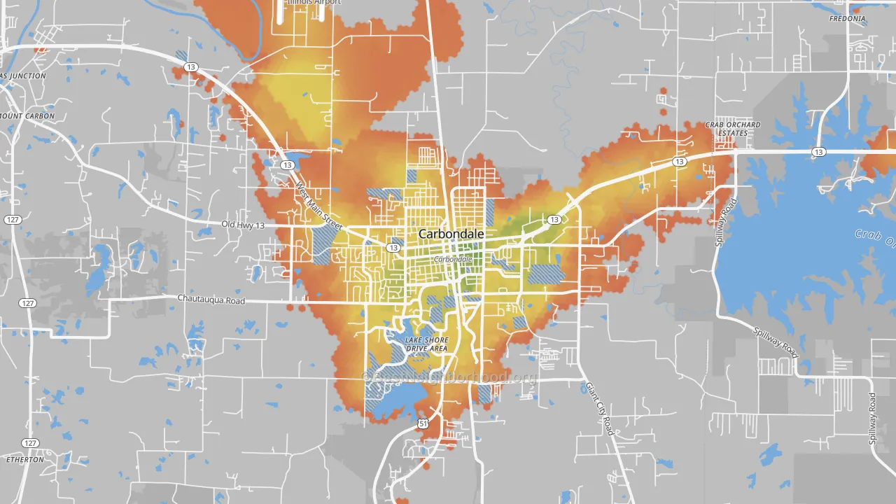 Bike Grade map of 62901, IL